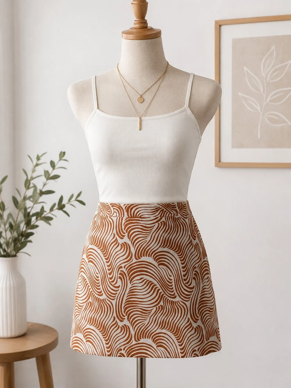 Ann Taylor Abstract Wave Print Textured Mini Skirt Size 8